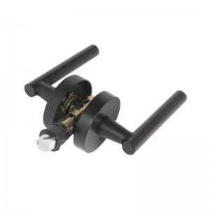 R7506 Рычаг черного двери с современным современным тонким круглым дизайном для домашней спальни или уединения ванной комнаты, блокировка дверей без ключа